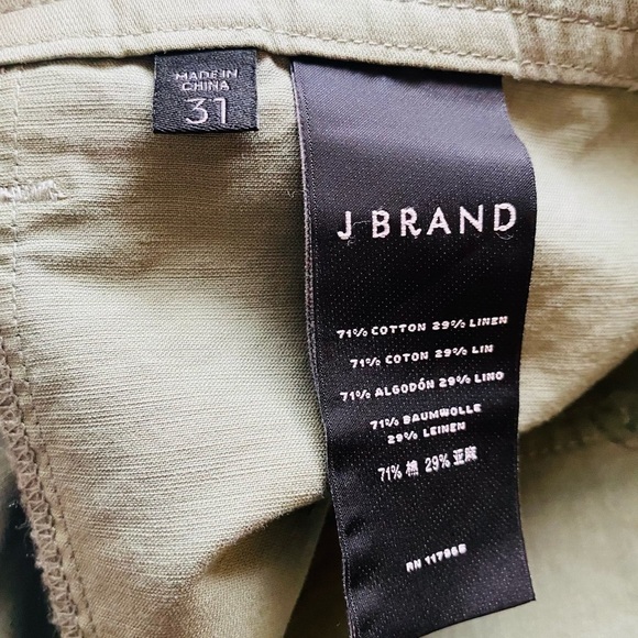 J Brand New Size 31 Athena High Rise Surplus Cotton Linen Pants Veiled Green - Picture 8 of 9